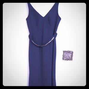 Dark blue, sz 6, Vera wang dress w/ detached belt